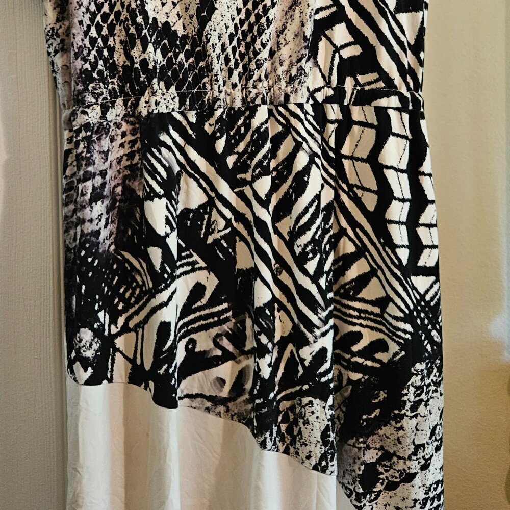 Morgan Mcfeeters Vintage Snakeskin Midi black Fall Aysymetric Slimming dress 14 - Picture 10 of 10
